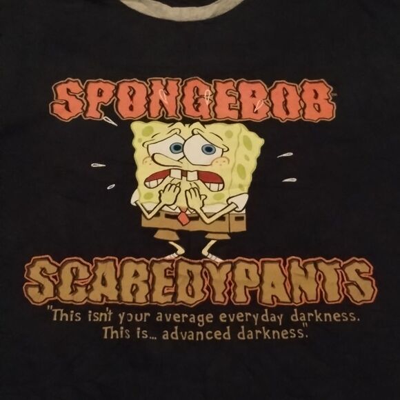 Vntg Nickelodeon SpongeBob ScaredyPants T-Shirt - Black and Gray - Picture 2 of 8
